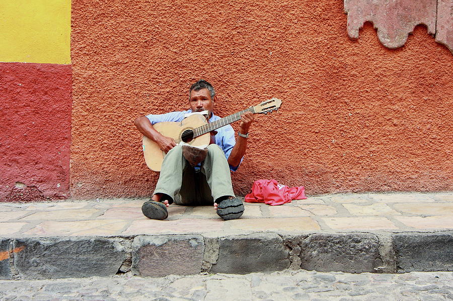 Lone Street Musician, San Miguel De Allende, Mx Photograph