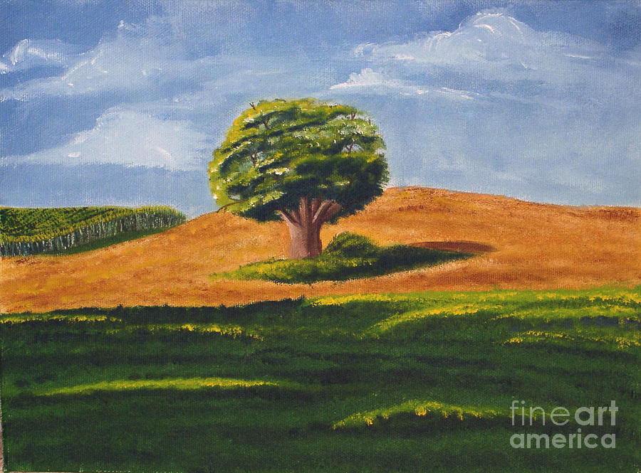 Tree Painting - Lone Tree by Mendy Sutherland