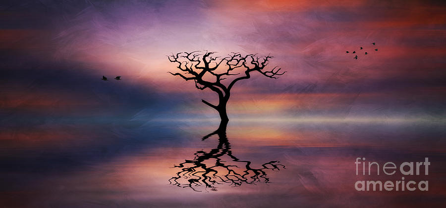 Lone Tree Sunrise Digital Art by Ian Mitchell