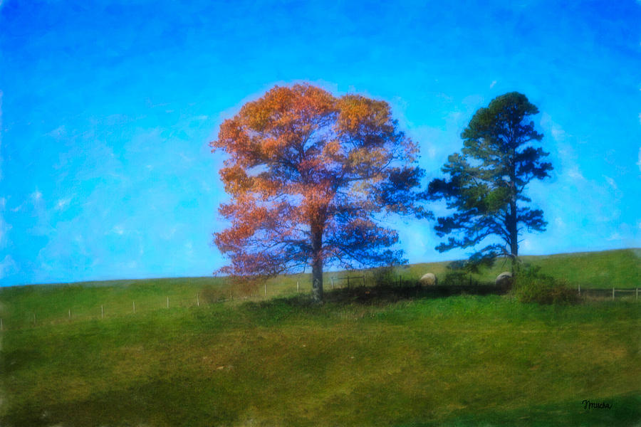 Lone Trees Painting Digital Art by Teresa Mucha