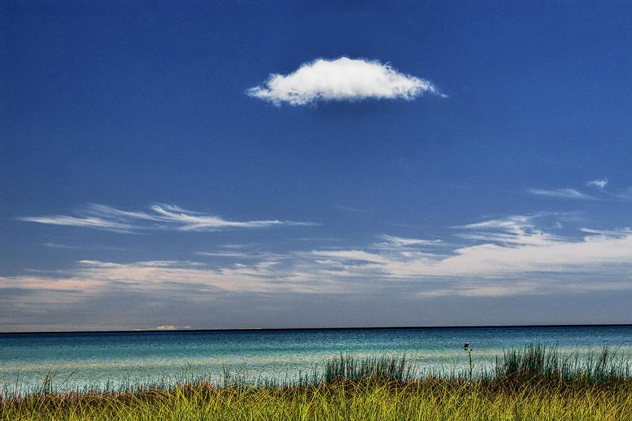 Lone White Cloud over Lake Michigan Photograph by Randall Nyhof