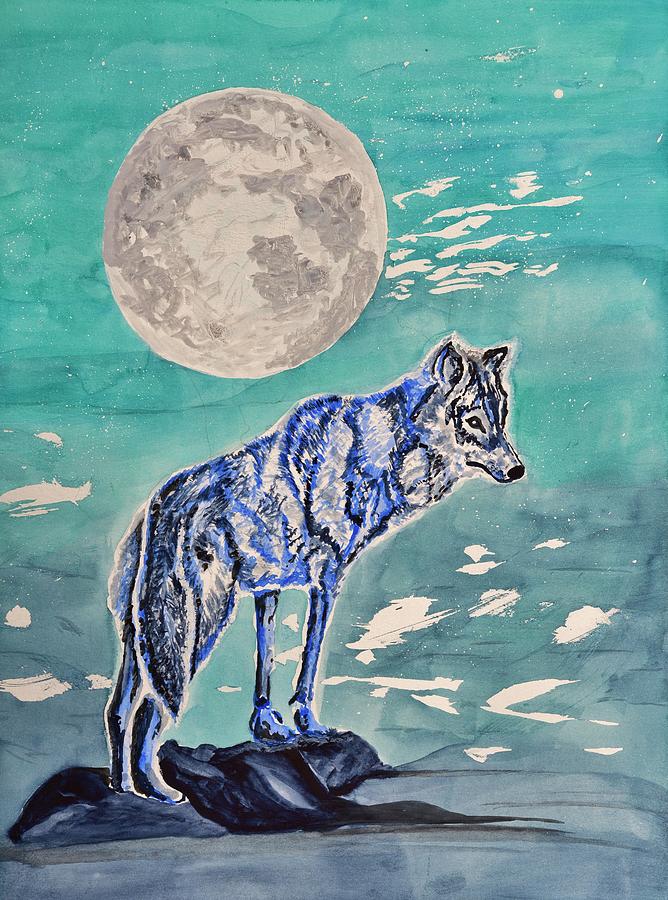 Lone Wolf Painting by Linda Brody