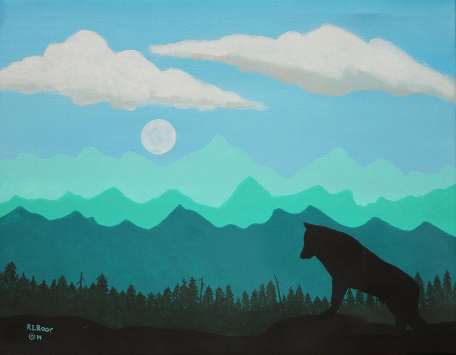 Lone Wolf Silhouette Painting by Ralph Root