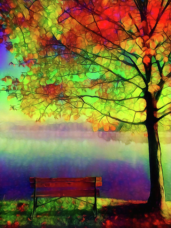 Lonely autumn day Mixed Media by Lilia S