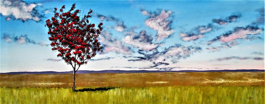 Nature Painting - Lonely Autumn Tree by Michael Dillon
