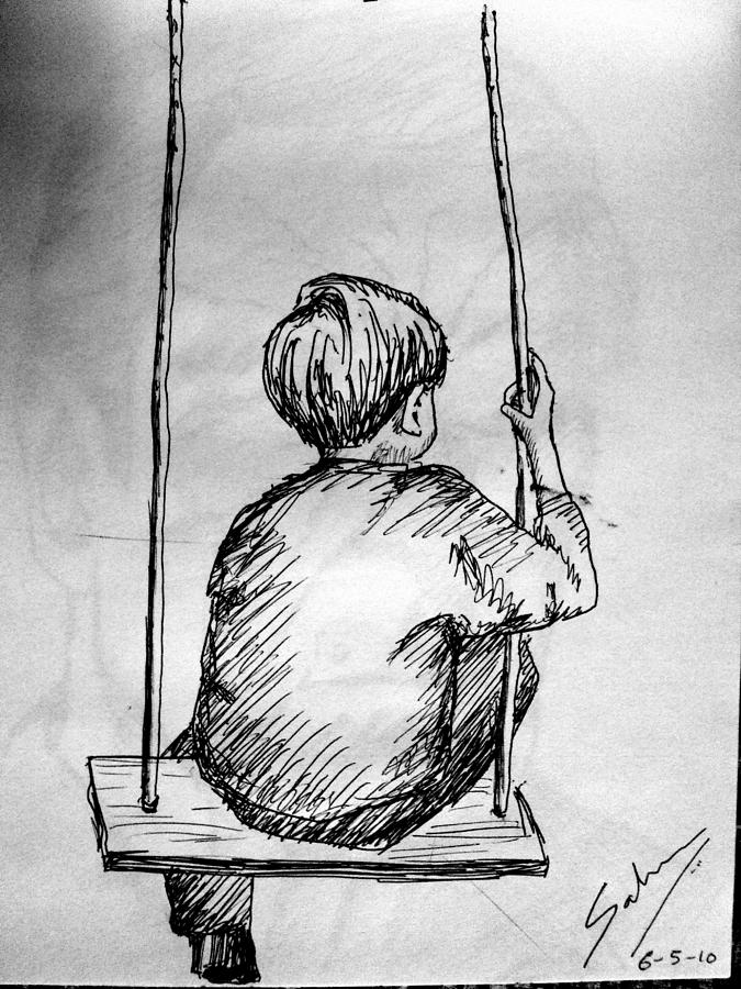 Lonely Boy Drawing by Salman Ravish