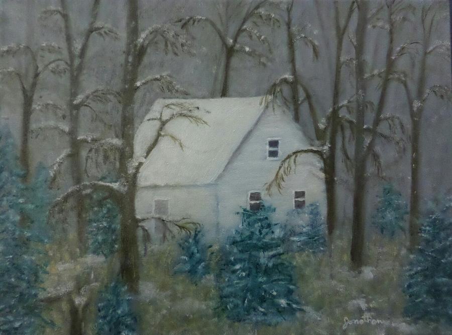 Lonely Cabin In The Woods Painting By Jonathan Morgan