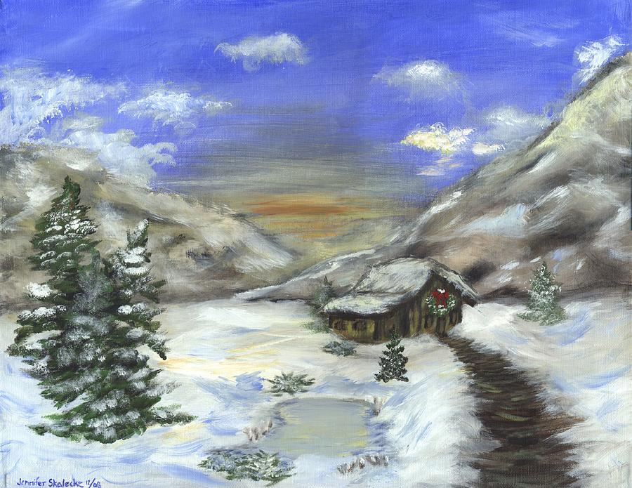 Winter Painting - Lonely Cabin by Jennifer Skalecke