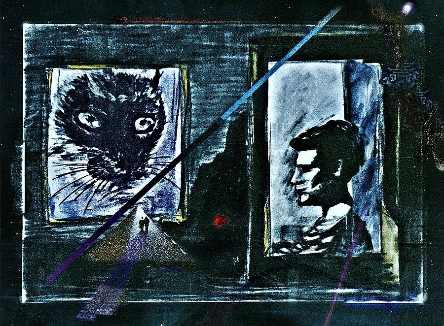 Cat Painting - Lonely Night by Hartmut Jager