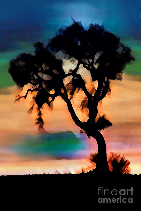 Lonely Oak Tree Painting by Wernher Krutein