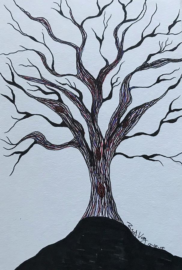 Lonely old tree Drawing by Brandy Vasquez - Pixels