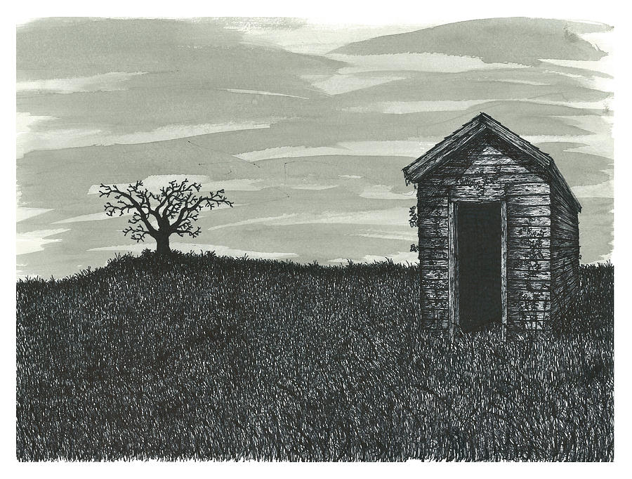 Lonely Outhouse Drawing by Jonathan Baldock