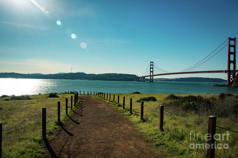 Lonely path with the golden gate bridge in the background Photograph by Amanda Mohler