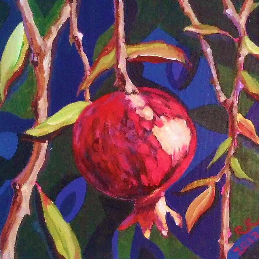 Lonely Pomegranate Painting by Ray Khalife