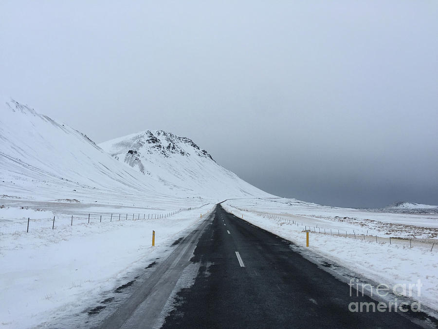 Black Photograph - Lonely Road On Snaefellsnes Peninsula by Benjamin Wiedmann