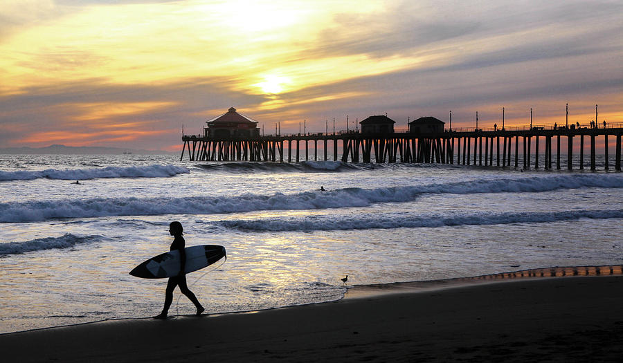 Huntington Beach - Lonely Surf Photograph by Kip Krause