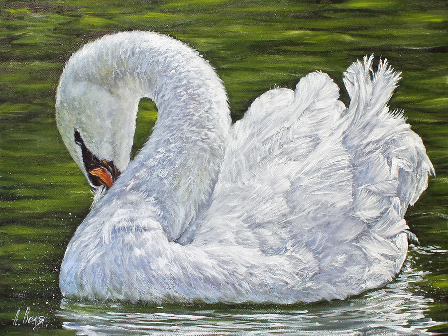 Summer Painting - Lonely. Swan by Alexander Volya