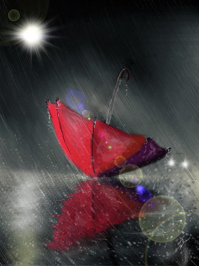 Lonely Umbrella Digital Art by Darren Cannell