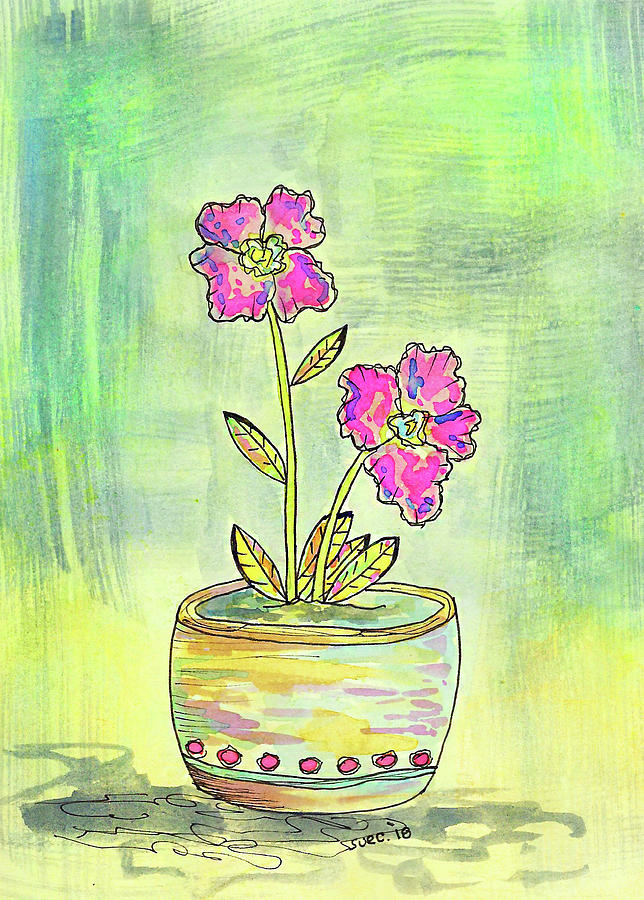 Flower Painting - Two Little Flowers by Susan Campbell