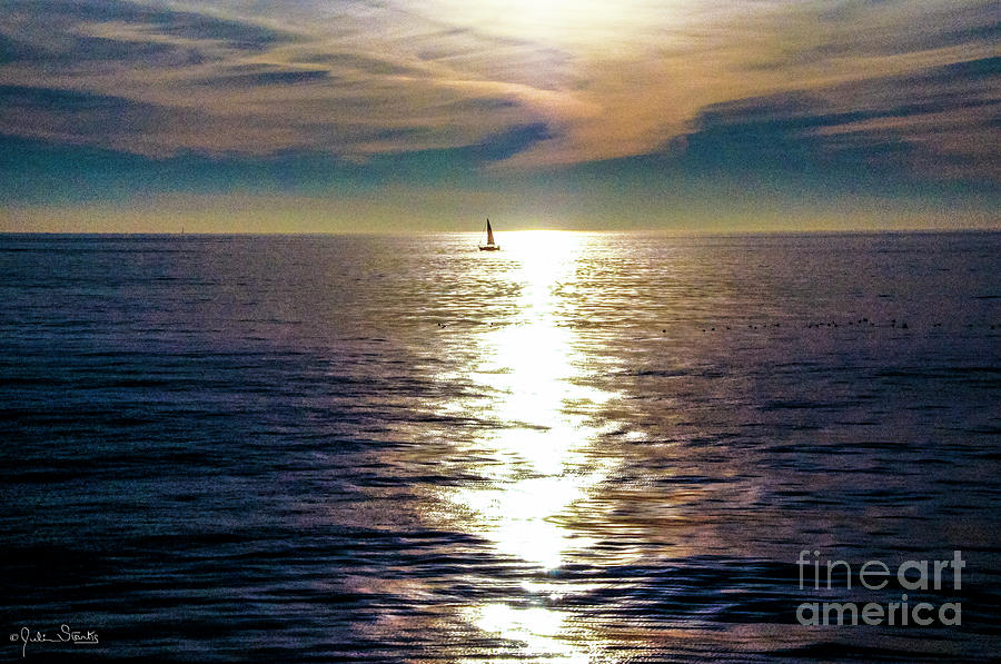 Lonesome Sailboat Sunset Photograph