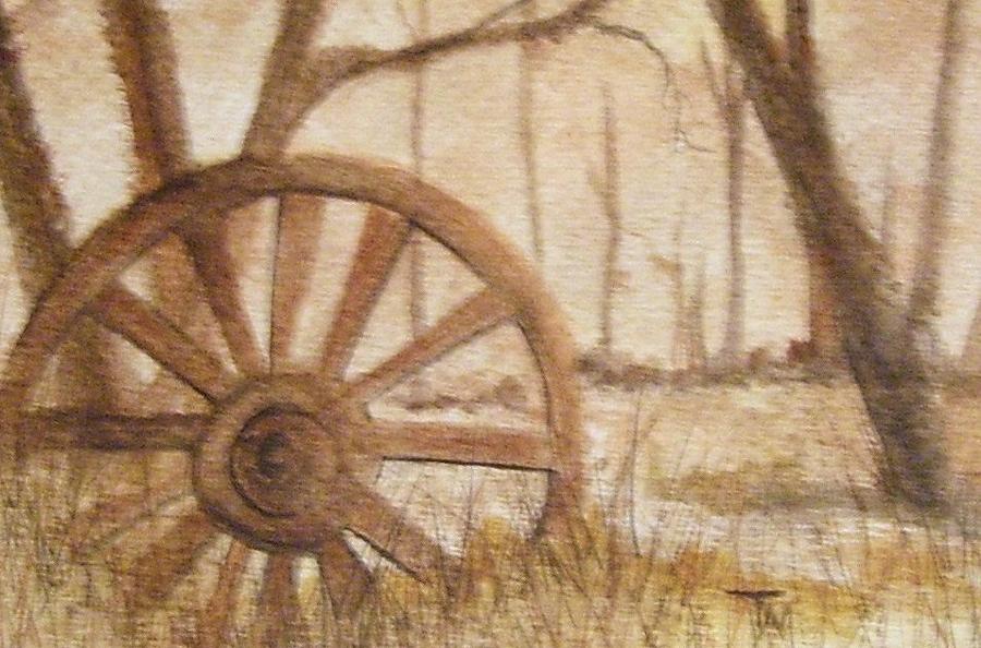 Lonesome Wheel Painting by Teri Merrill