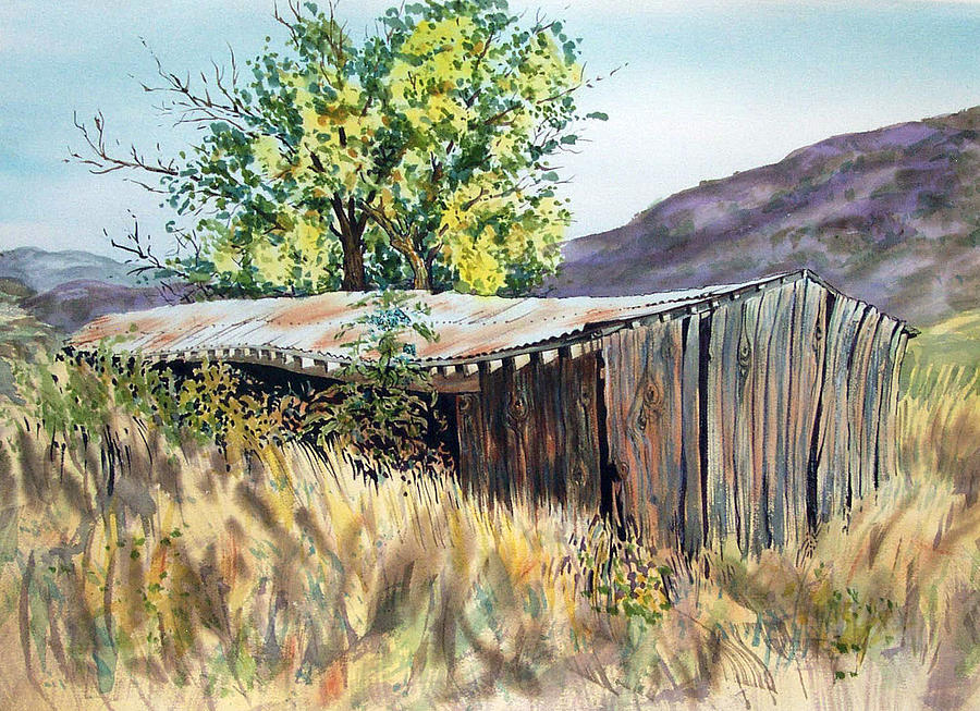 Landscape Painting - Long Barn by Lynne Haines