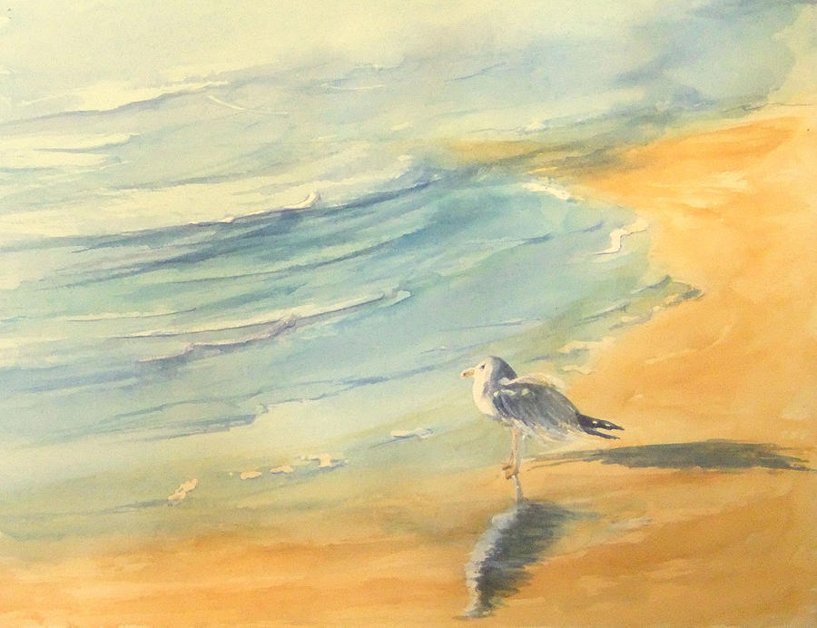 Long Beach Bird Painting by Debbie Lewis
