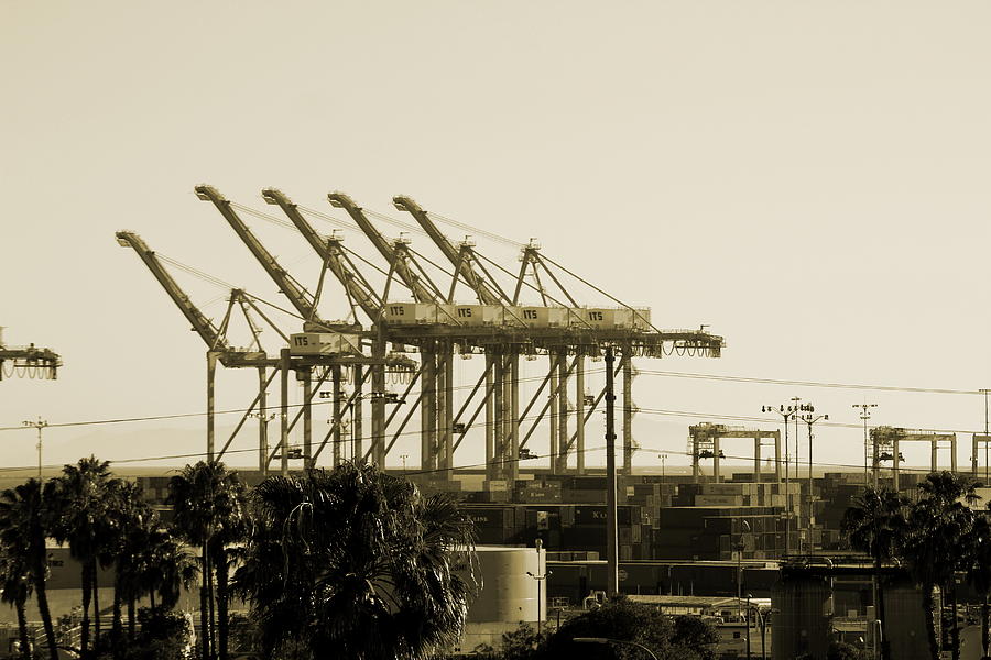 Long Beach Industrial Chic in Sepia Photograph by Colleen Cornelius