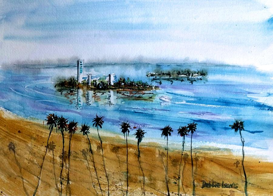 Long Beach Oil Islands Before Sunset Painting by Debbie Lewis