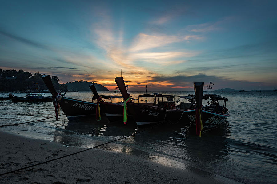 Long Boats at Sunset Photograph by Scott Cunningham