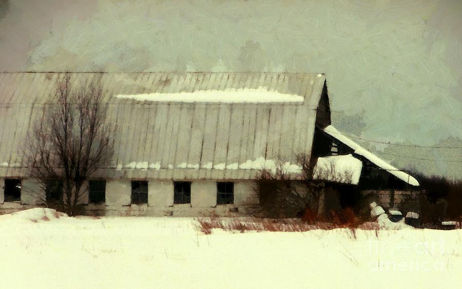 Long cold Winter - Winter Barn Photograph by Janine Riley