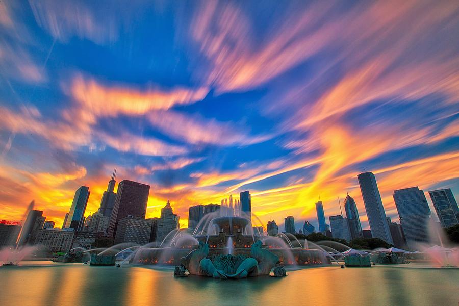 Long exposure Chicago sunset Photograph by Steve Kuzminski - Pixels