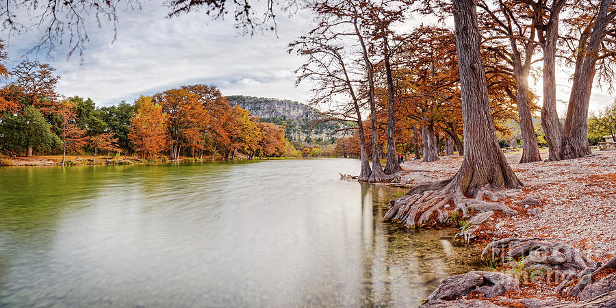 Long Exposure Panorama of the Frio River and Old Baldy at Garner State Park