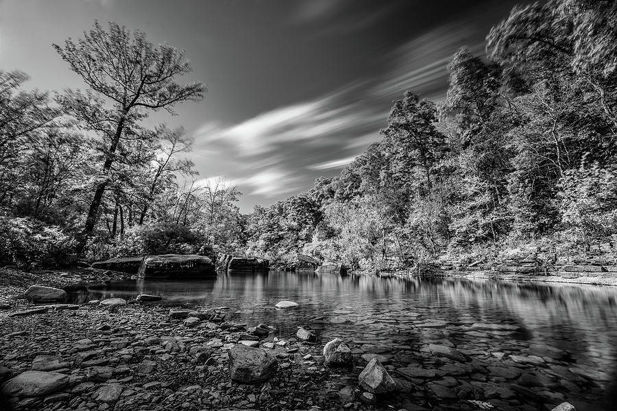 Long exposure richland creek in Black and White Photograph by Mati Krimerman