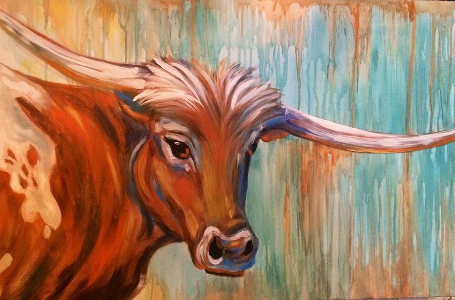 Long Horn Painting - Long Horn by Rebecca Aguilar