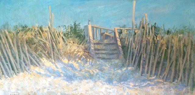 Long Island dune steps Painting by Bart DeCeglie