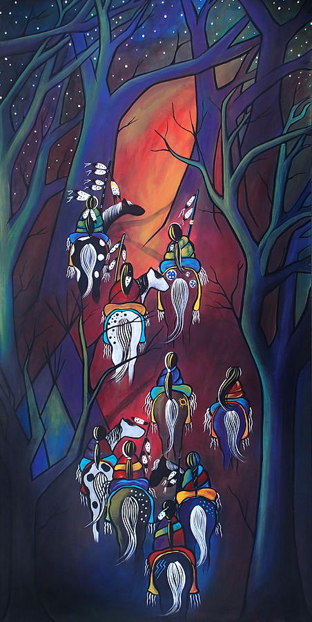 Native American Painting - Long journey home by Jan Oliver-Schultz