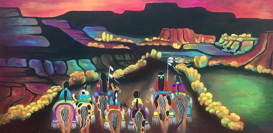 Native American Painting - Long Journey by Jan Oliver-Schultz