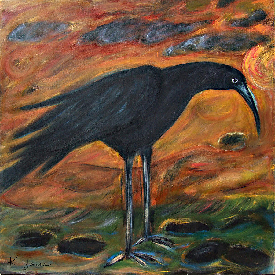 Long Legged Crow Painting by Katt Yanda