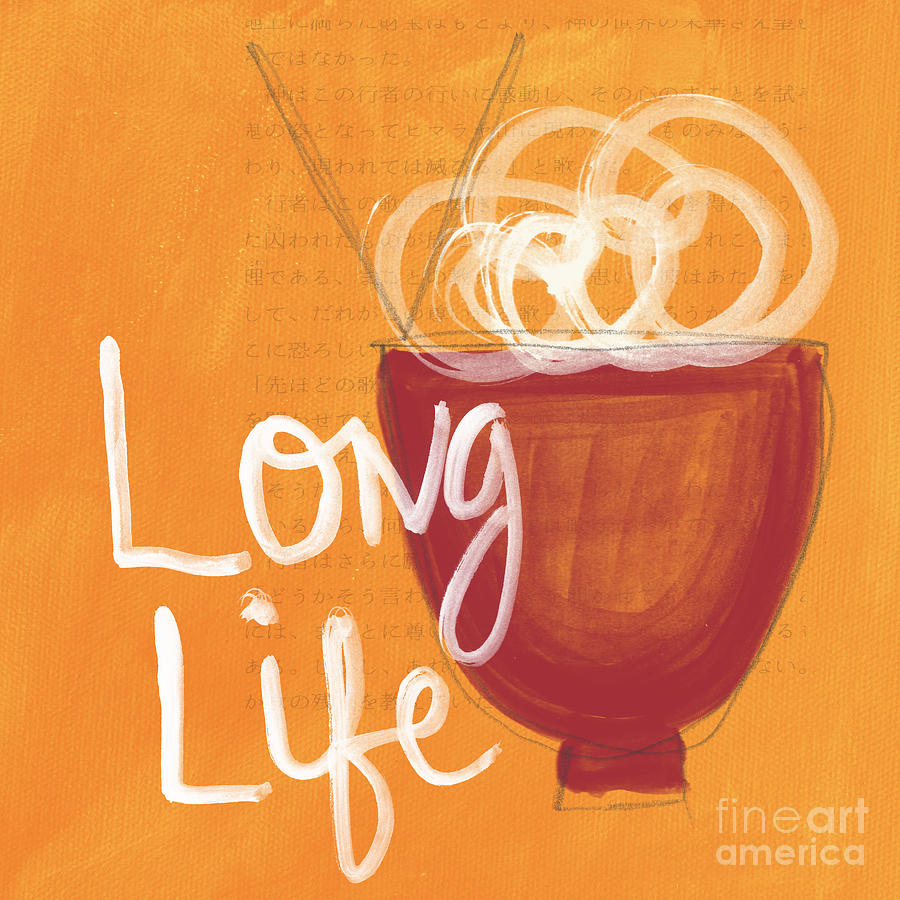 Bowl Painting - Long Life Noodle Bowl by Linda Woods