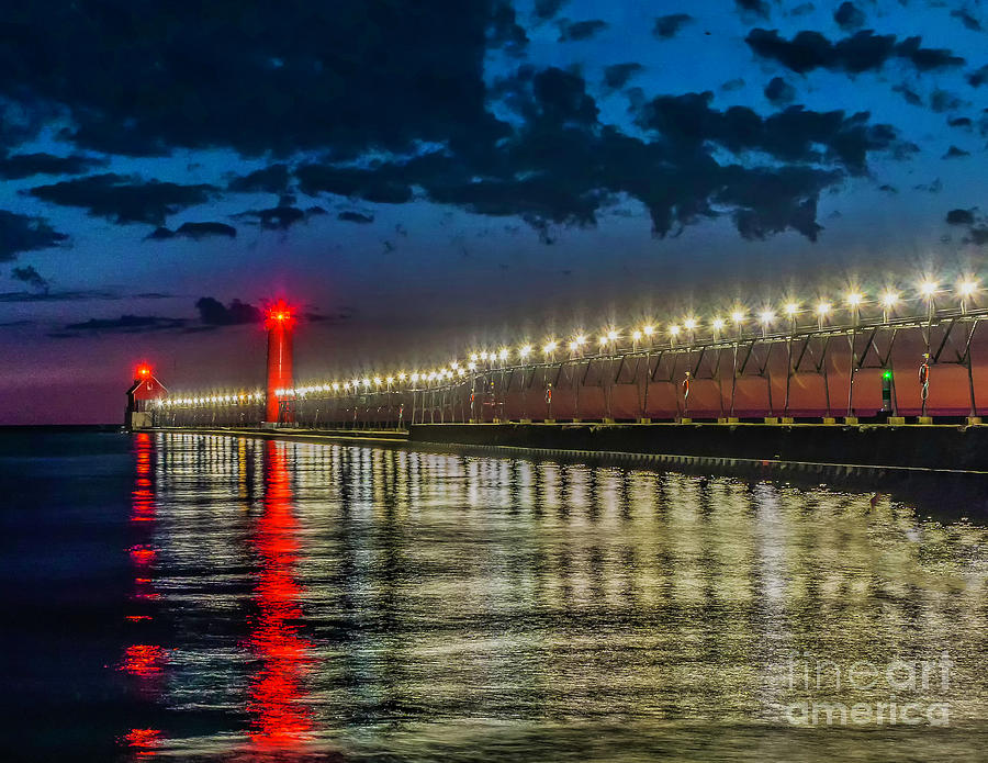 Long Lights at Grand Haven Pier Photograph by Nick Zelinsky Jr