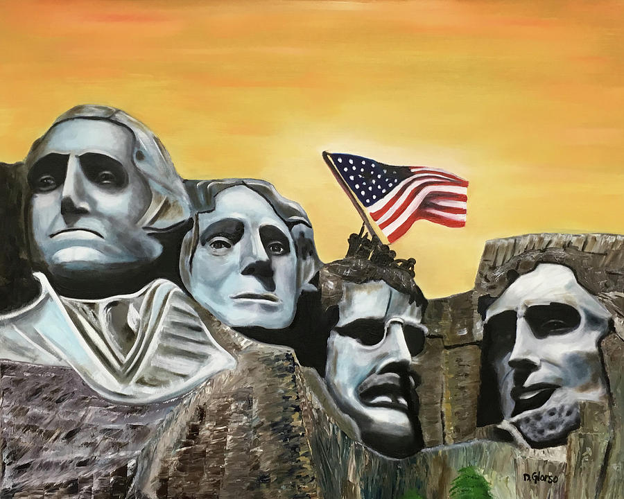 Mount Rushmore Painting - Long May It Wave by Dean Glorso