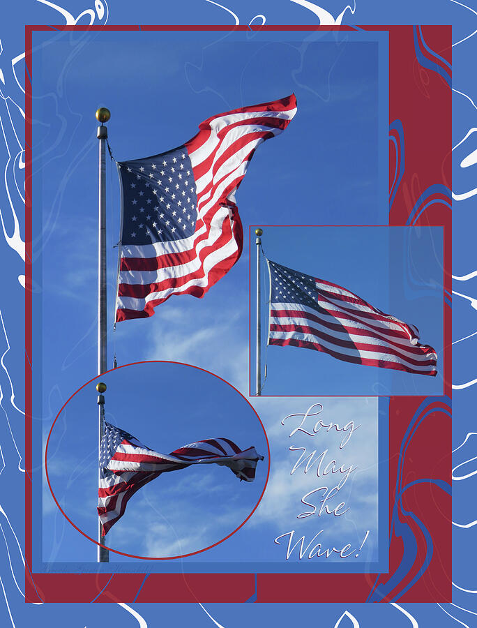 Long May She Wave American Flag Photo Ensemble W Text And Borders