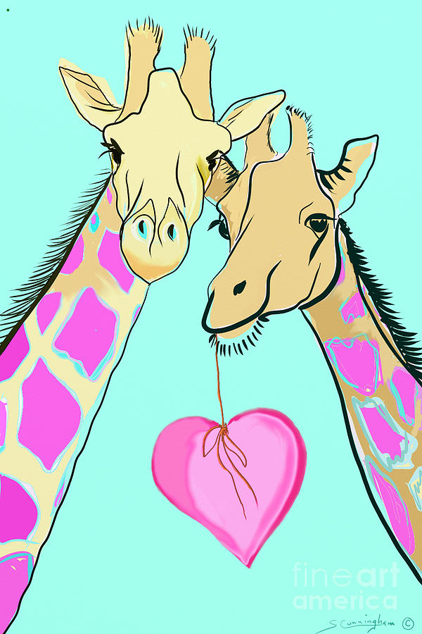 Giraffe Digital Art - Long Neck Love by Susie Cunningham