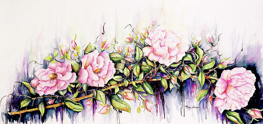 Long On Roses Painting by Mary Silvia