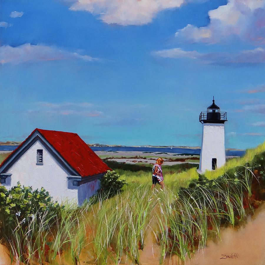 Summer Painting - Long Point Light Two by Laura Lee Zanghetti