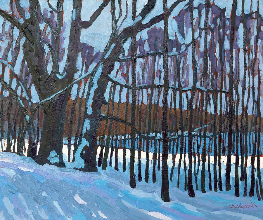 Winter Painting - Long Reach Lane Forest by Phil Chadwick