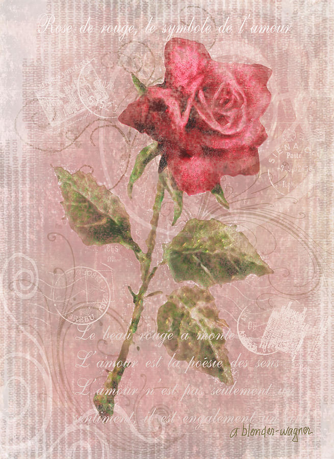 Long Stemmed Rose Digital Art by Arline Wagner