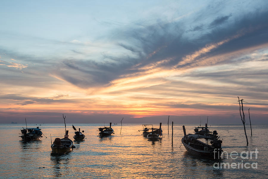 Long tail boats in Koh Lanta in south Thailand Photograph by Didier Marti