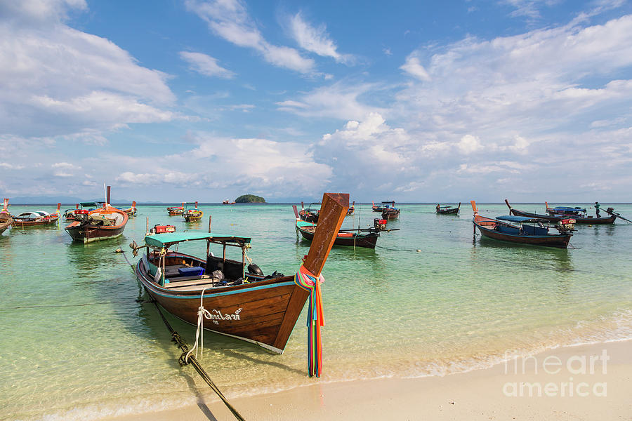 Long tail boats in Koh Lipe, Thailand Photograph by Didier Marti